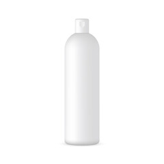 Plastic Blank Tall Shampoo Bottle Mockup Isolated on White Background. Vector Illustration