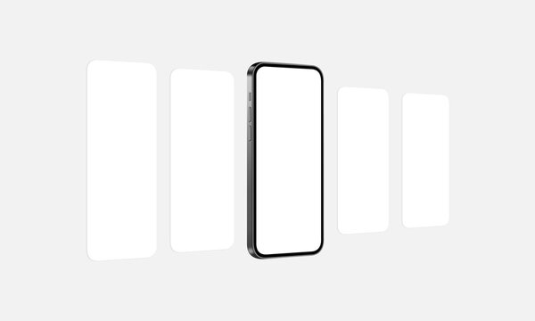 Smartphone Mockup With Blank App Screens, Perspective View. Vector Illustration