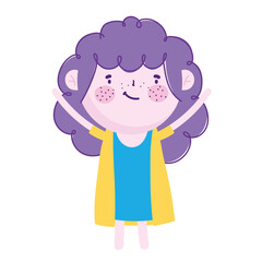 little girl cartoon character standing on white background