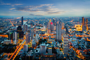 Landscape of Bangkok city during twilight time - 408017077