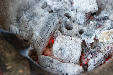 close up of a burning charcoal