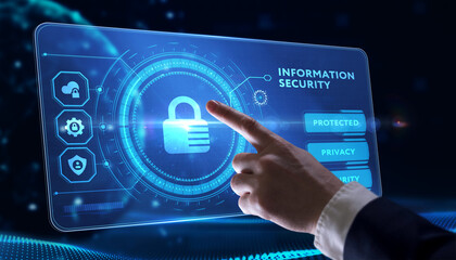 Cyber security data protection business technology privacy concept. Young businessman  select the...