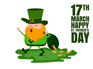 Saint Patricks Day Invitation Card Design.Calligraphic Lettering Inscription Happy St Patricks Day. Vector Illustration. Banner with place for text.