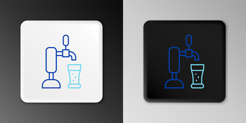 Line Beer tap with glass icon isolated on grey background. Colorful outline concept. Vector.