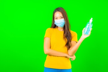 Portrait beautiful young asian woman wear mask for protect from covid19 or coronavirus