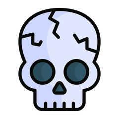 dangerous skull, halloween vector color line icon