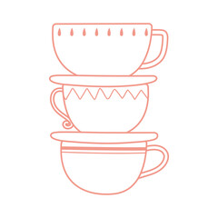 tea and coffee stack of cups icon line style