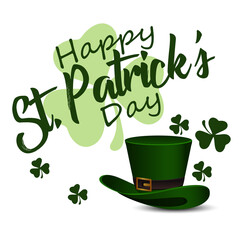 Saint Patricks Day Invitation Card Design.Calligraphic Lettering Inscription Happy St Patricks Day. Vector Illustration. Banner with place for text.