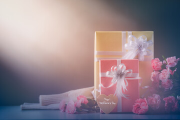 Gift Box with sweet carnation flowers