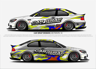 Fototapeta premium Car decal, truck and cargo van wrap vector. Graphic abstract stripe designs for branding and livery vehicle 