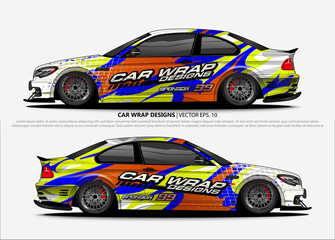 Fototapeta premium Car decal, truck and cargo van wrap vector. Graphic abstract stripe designs for branding and livery vehicle 