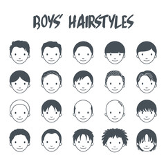 Variety of Boys Hairstyles Set