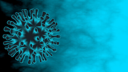 Coronavirus blue Ncov-19 isolated on background in 3d. A dangerous pathogenic virus that causes pneumonia.