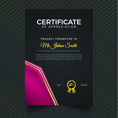 Professional elegant blue and gold diploma certificate template
