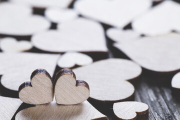 Wooden hearts background
