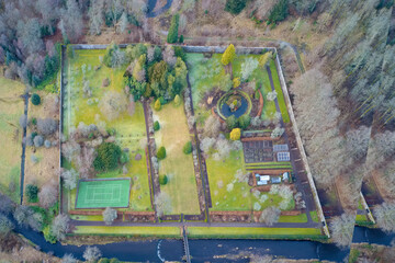 Victorian old walled garden and tennis court in private grounds