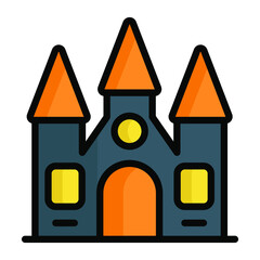 dangerous house, halloween vector color line icon