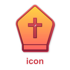 Fototapeta premium Gold Pope hat icon isolated on white background. Christian hat sign. Vector.