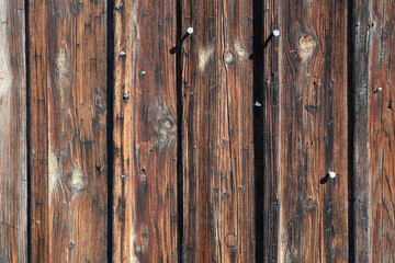 Naklejka premium Planks covered with nails and staples at city of Zurich, Switzerland.