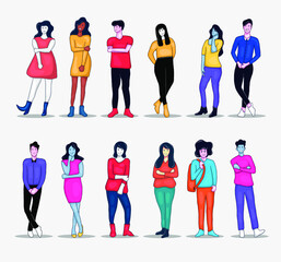 colorful hand drawn people character collection