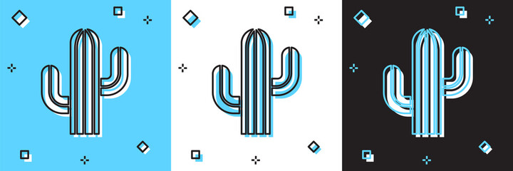 Set Cactus icon isolated on blue and white, black background. Vector.