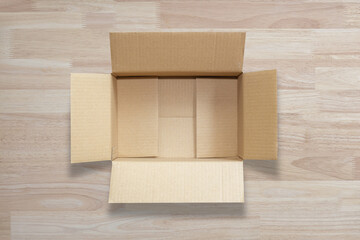 Empty open brown cardboard box
