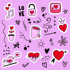 colorful hand drawn valentine element
