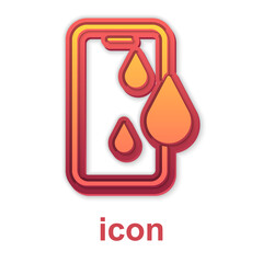 Gold Waterproof mobile phone icon isolated on white background. Smartphone with drop of water. Vector.