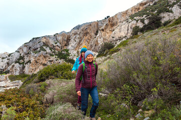 two girls on a hike