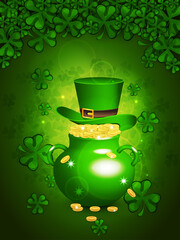 St. Patrick s Day. Vector illustration for design with clover. Template Design banner on St. Patrick's Day. Vector illustration EPS10