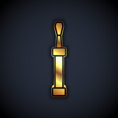 Gold Screwdriver icon isolated on black background. Service tool symbol. Vector.