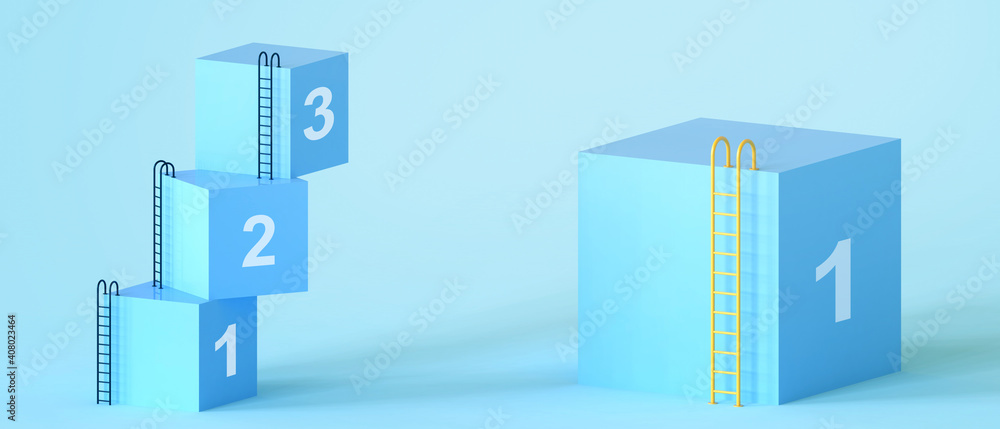 Poster idea creative target with square geometric shape minimal and stair concept for display website on bl