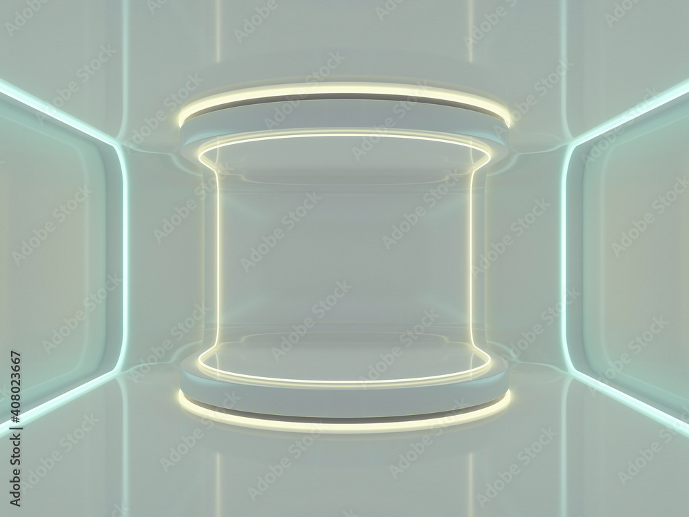 Poster abstract modern architecture background, empty open space interior. 3d