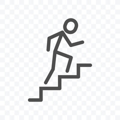 Man climbing up the stairs icon vector illustration isolated on transparent background.