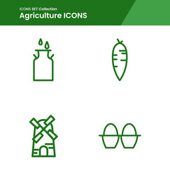 icon set of agriculture carrot, milk, egg and many more. suitable use for web app and pattern design.