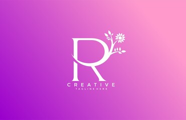 Letter R Linked Fancy Logogram Flower Logotype