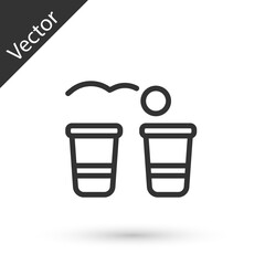 Grey line Beer pong game icon isolated on white background. Alcohol party game. Vector.