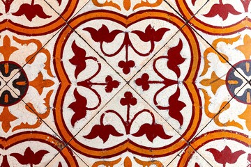 Vintage antique ceramic tile pattern texture and seamless background