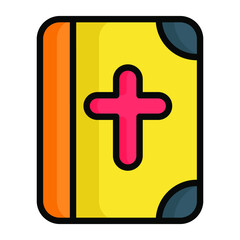 Catholicism book vector colord line  icon 