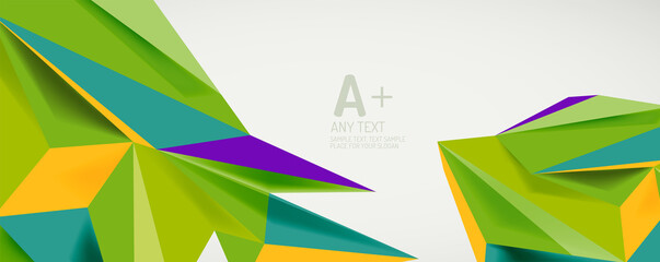 Vector triangle geometric backgrounds. Low poly 3d shape on light backdrop. Vector illustration for covers, banners, flyers and posters and other designs