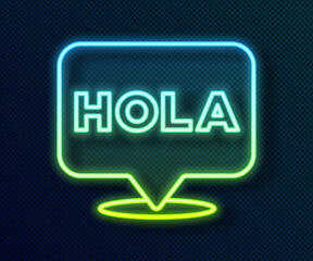 Glowing neon line Hola icon isolated on black background. Vector. © vector_v