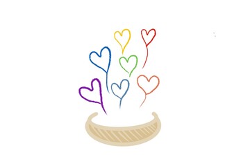 Hand-drawing rainbow hearts on white background using LGBTQ colors, a symbol of LGBTQ (Lesbian, Gay, Bisexual, Transgender, and Queer)