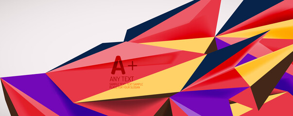 Vector triangle geometric backgrounds. Low poly 3d shape on light backdrop. Vector illustration for covers, banners, flyers and posters and other designs