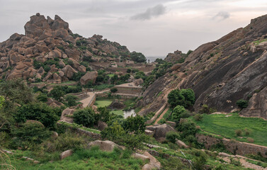 Fototapeta na wymiar Forgotten Chitradurga Fort located on several hills. Karnataka, India.