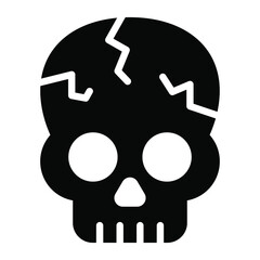 dangerous skull, halloween vector glyph icon