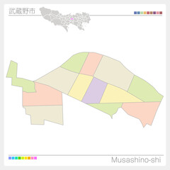 武蔵野市・Musashino-shi・色分け・町名なし（東京都）