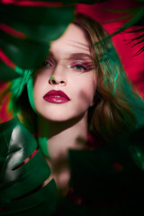 evening makeup in red