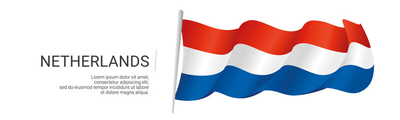 Netherlands Dutch wavy flag on white isolated background vector