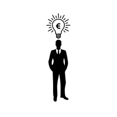 Businessman with an idea icon isolated on white background