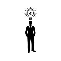 Businessman with an idea icon isolated on white background
